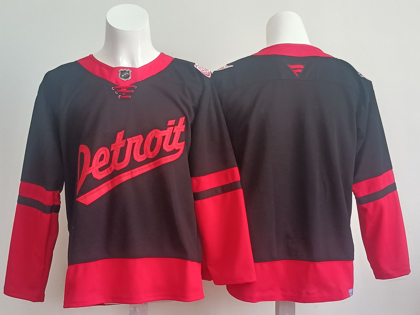 Men Detroit Red Wings Blank Black red 2025 Fanatics Home Premium NHL Jersey style 1->detroit red wings->NHL Jersey